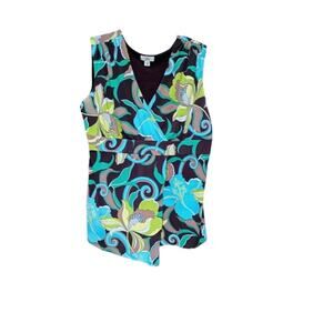 Vintage Cato Floral Top Sleeveless Multicolored 90s Plus Size 18/20W
